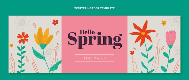 Hand drawn spring twitter header