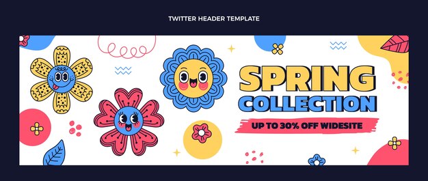 Hand drawn spring twitter header