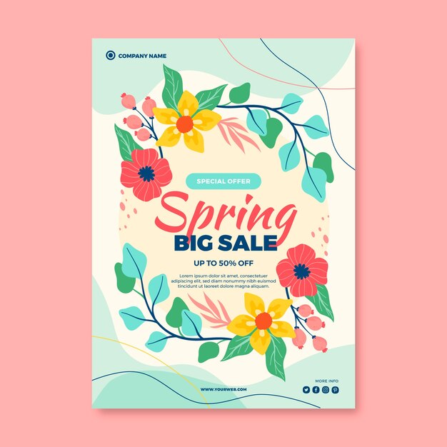 hand drawn spring vertical poster template