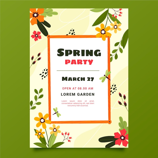 Vettore gratuito modello di poster verticale primavera disegnato a mano