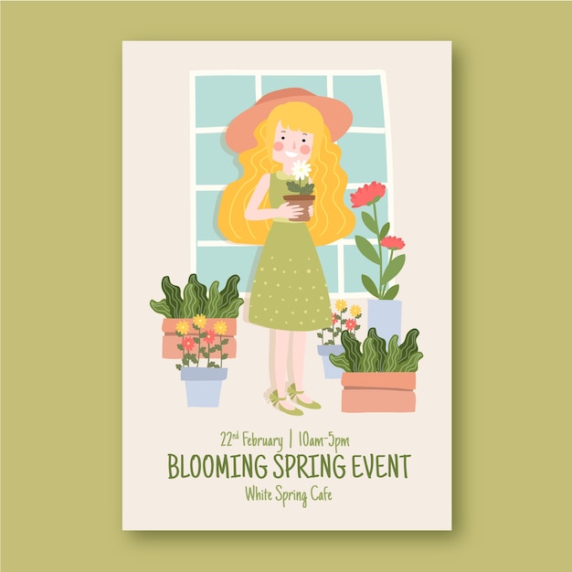 Free vector hand drawn spring vertical poster template