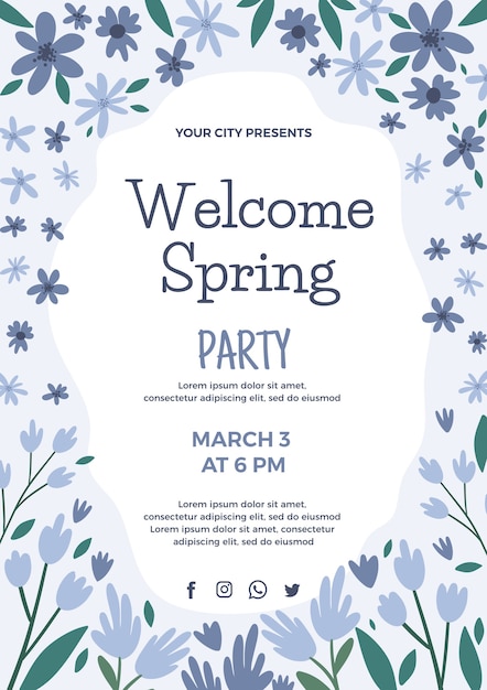 Free vector hand drawn spring vertical poster template