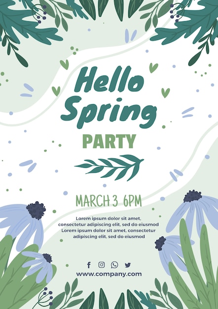 Free vector hand drawn spring vertical poster template