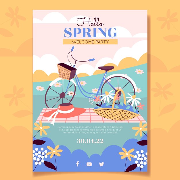 Hand drawn spring vertical poster template