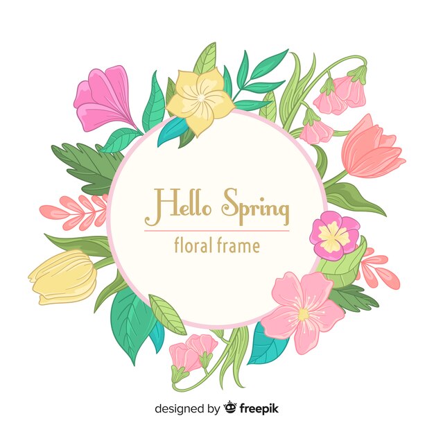 Hand drawn spring wreath background