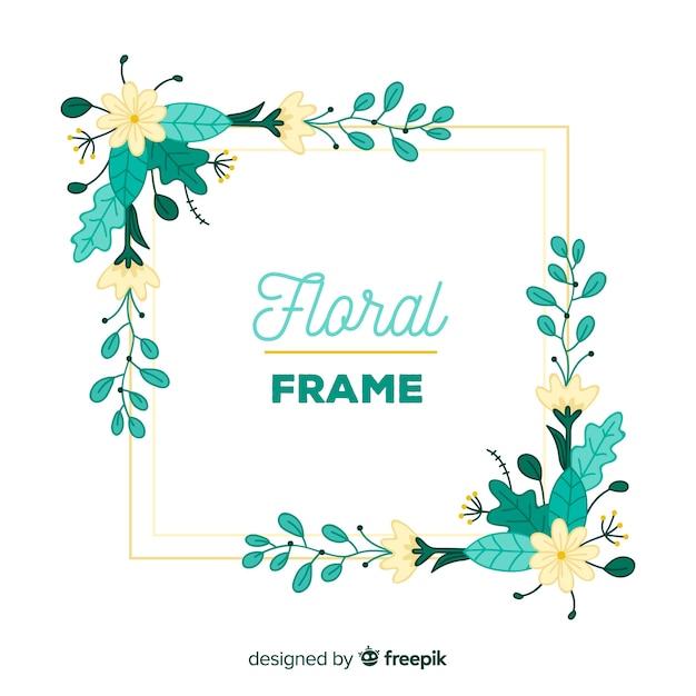 Hand drawn squared flower frame background