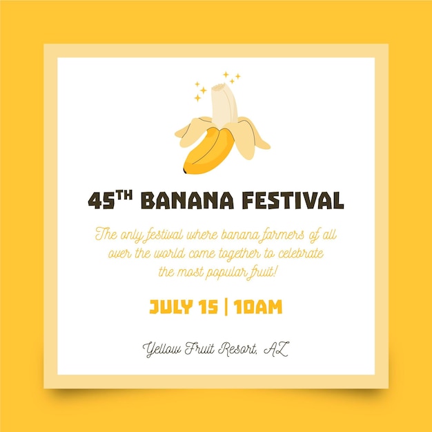 Free vector hand drawn squared flyer banana festival