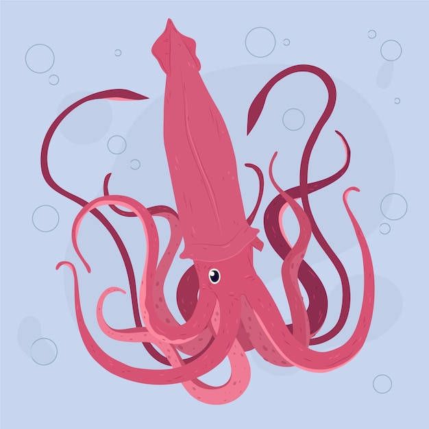 Бесплатное векторное изображение Рисованная иллюстрация кальмара