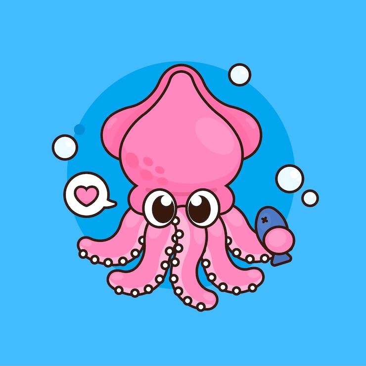 무료 Vector 손으로 그린 오징어 그림