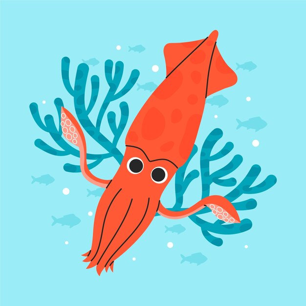 Free vector hand drawn squid illustration