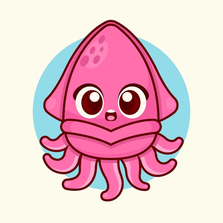 무료 Vector 손으로 그린 오징어 그림