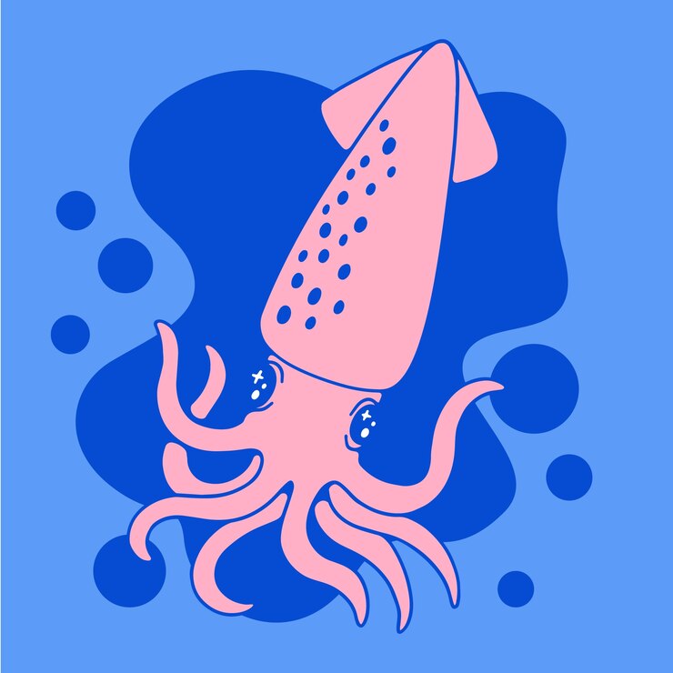 무료 Vector 손으로 그린 오징어 그림