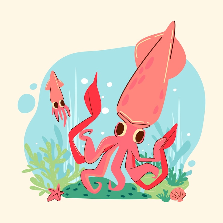 Free Vector hand drawn squid illustration