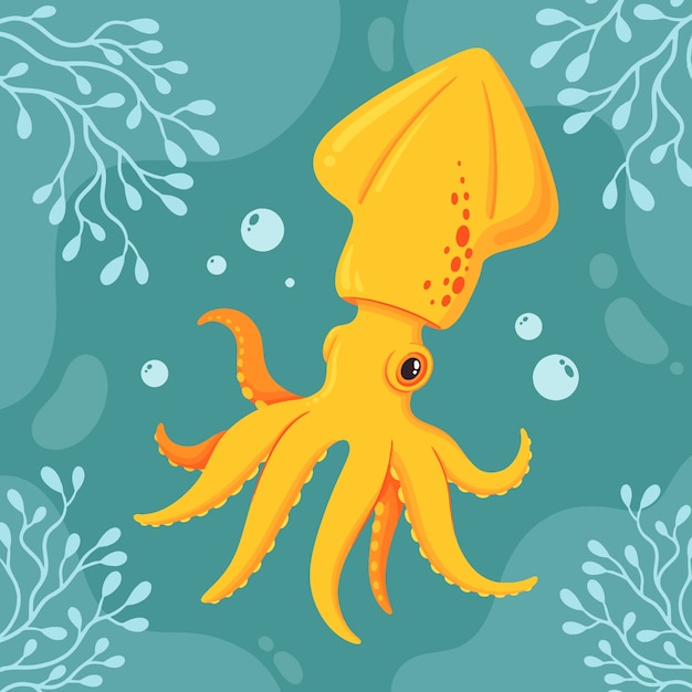 Hand drawn squid illustration