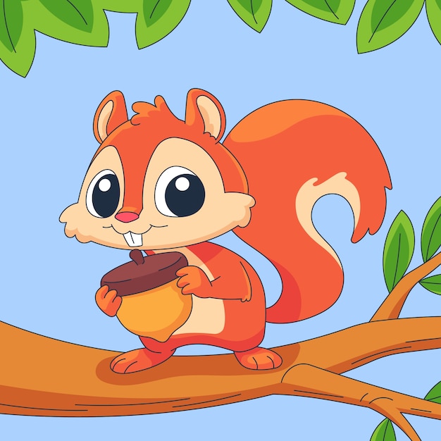 Hand drawn squirrel   cartoon illustration