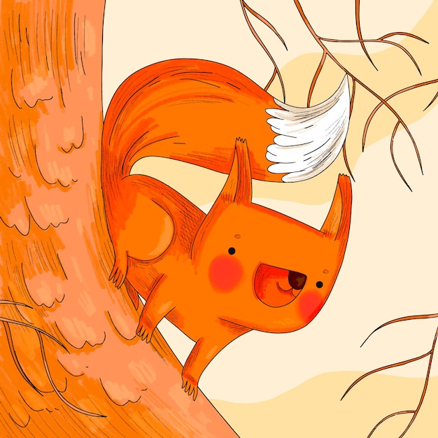 Free vector hand drawn squirrel cartoon illustration