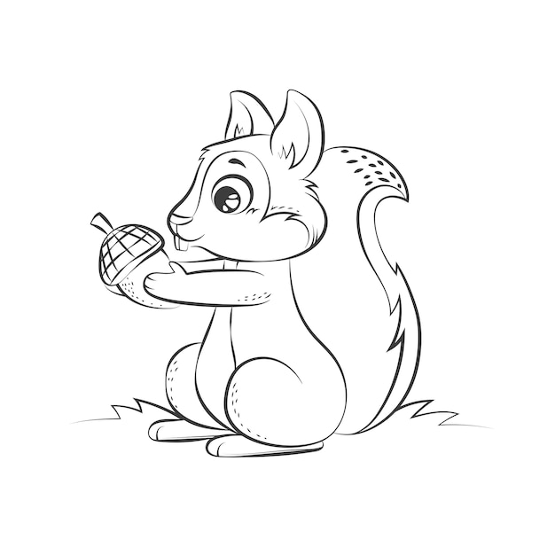Vettore gratuito illustrazione disegnata a mano del profilo dello scoiattolo