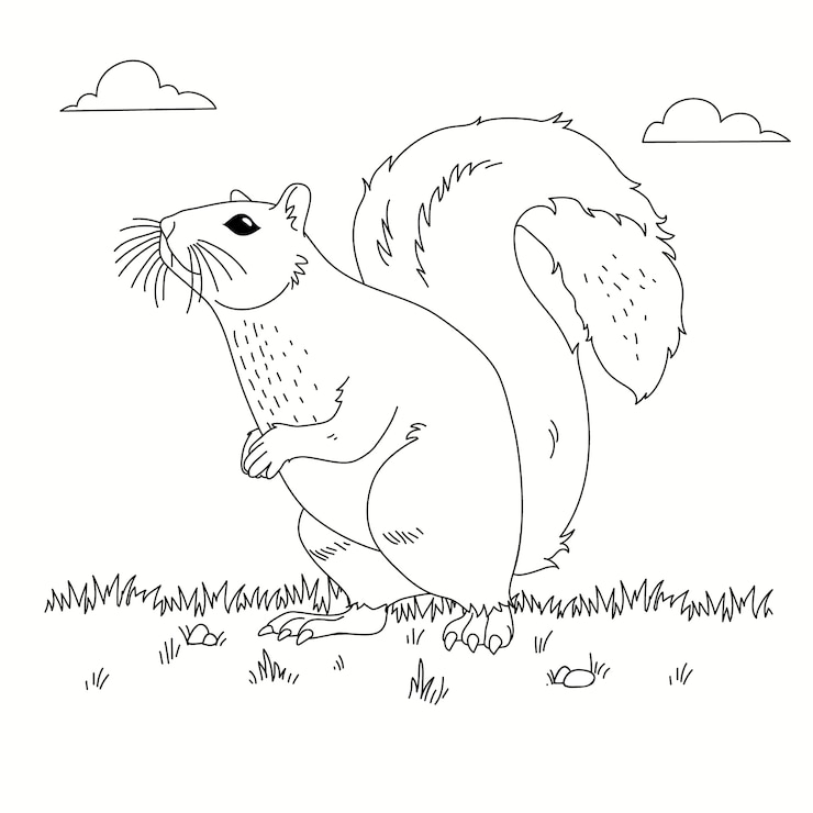 Free Vector hand drawn squirrel outline illustration