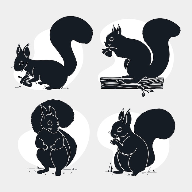 Hand drawn squirrel silhouette