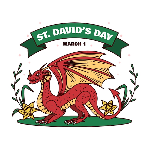 Hand drawn st. david's day illustration