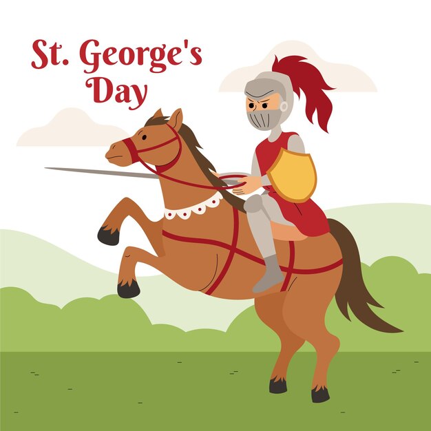 Hand drawn st. george's day illustration with knight