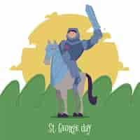 Free vector hand drawn st. george's day illustration with knight