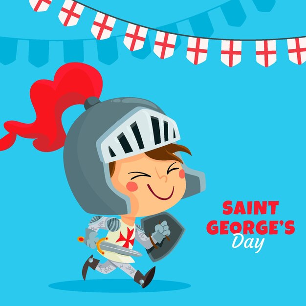 Hand drawn st. george's day illustration with knight