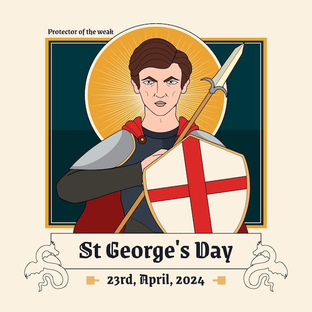 Иллюстрация Дня Святого Георгия, нарисованная вручную