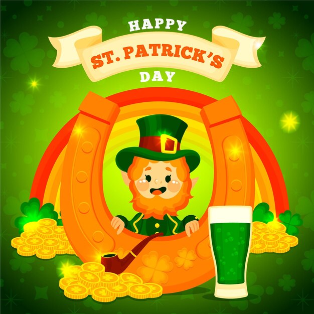 Illustrazione disegnata a mano di giorno della st patrick