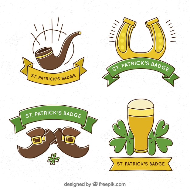 Hand drawn st. patrick's day badge / label collection