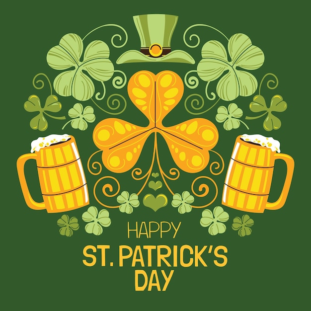 Hand drawn st. patrick's day beer mugs