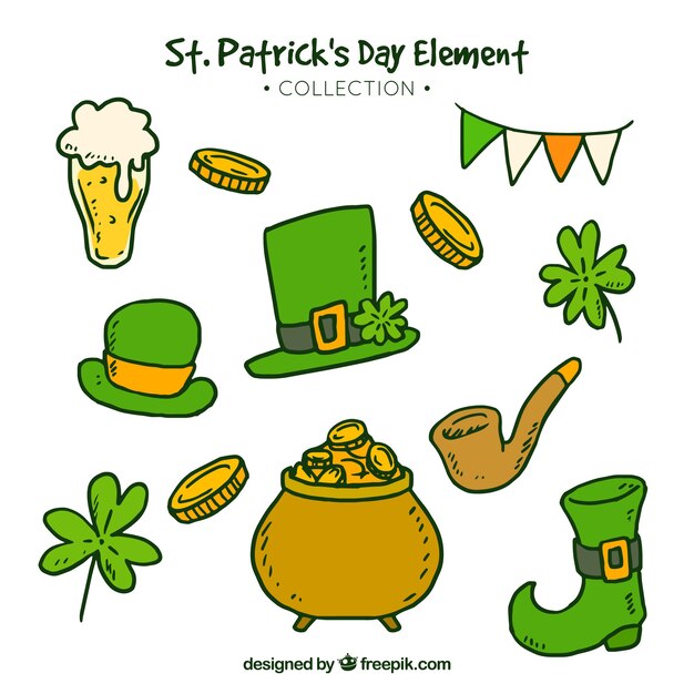 Hand drawn st patrick's day element collection