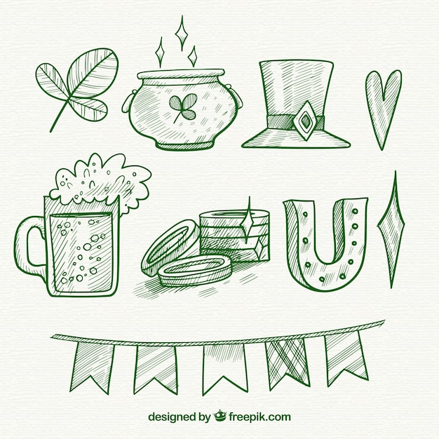 Hand drawn st. patrick's day element collection