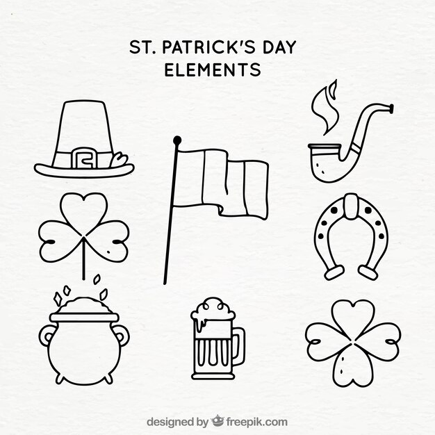 Hand drawn st. patrick's day element collection