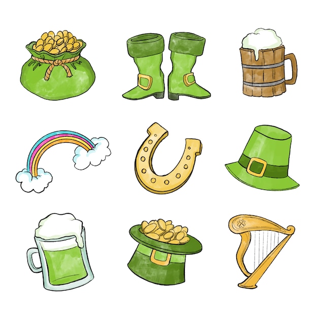 Free vector hand drawn st. patrick's day element collection