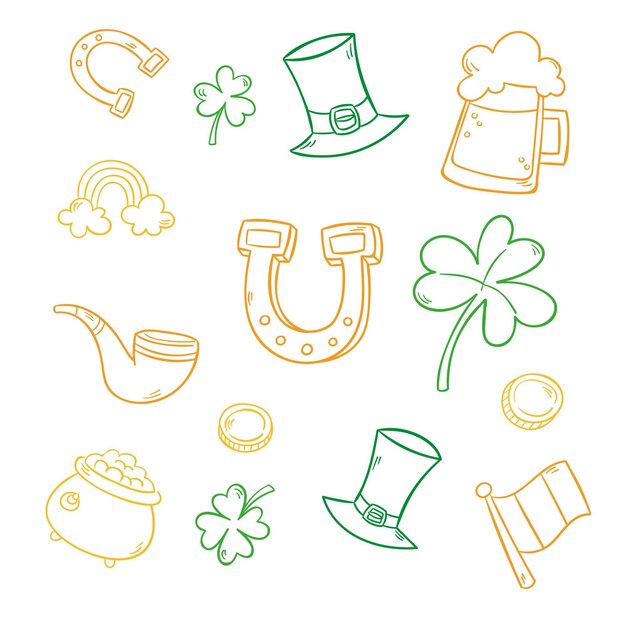 Hand drawn st. patrick's day elements pack
