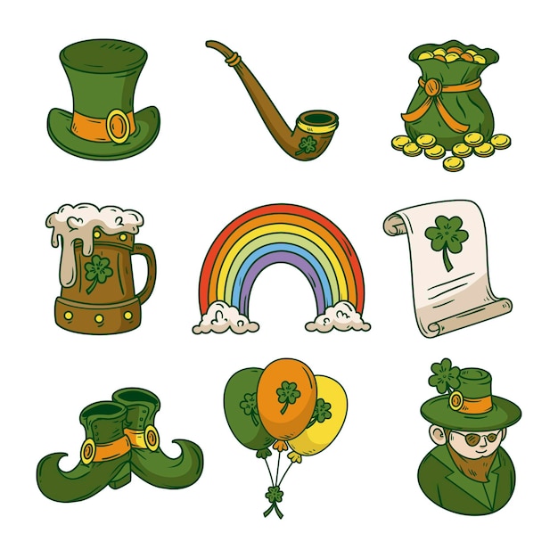 Free vector hand drawn st. patrick's day elements pack