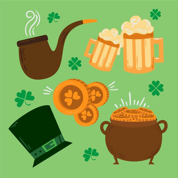 Hand-drawn st. patrick's day elements pack