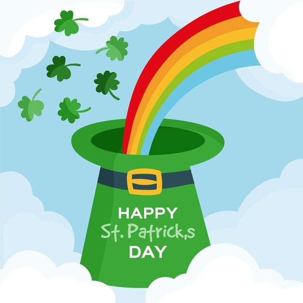 Hand drawn st. patrick's day hat with rainbow