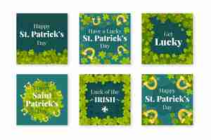 Free vector hand drawn st. patrick's day instagram posts collection