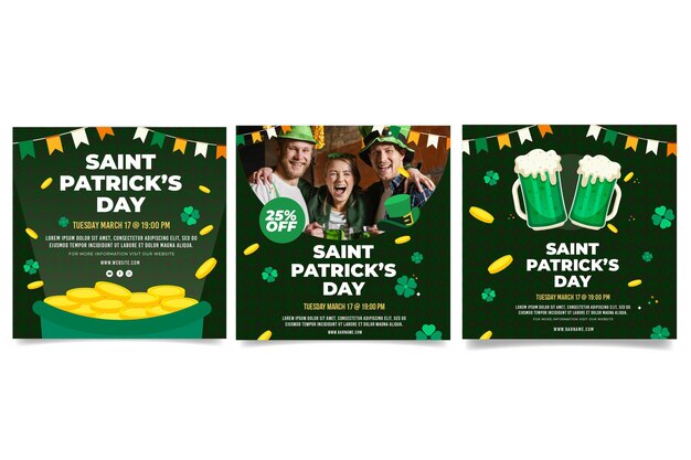 Free vector hand drawn st. patrick's day instagram posts