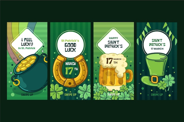 Free vector hand drawn st. patrick's day instagram stories