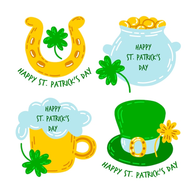 Free vector hand drawn st. patrick's day label collection