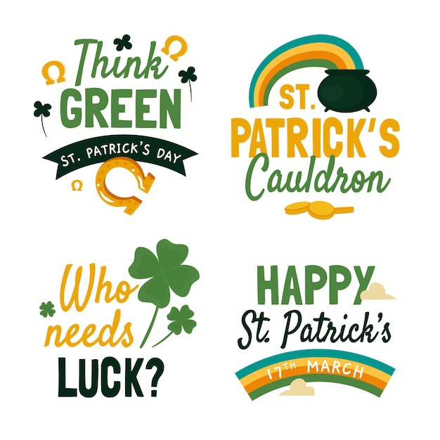 Free vector hand drawn st. patrick's day label pack