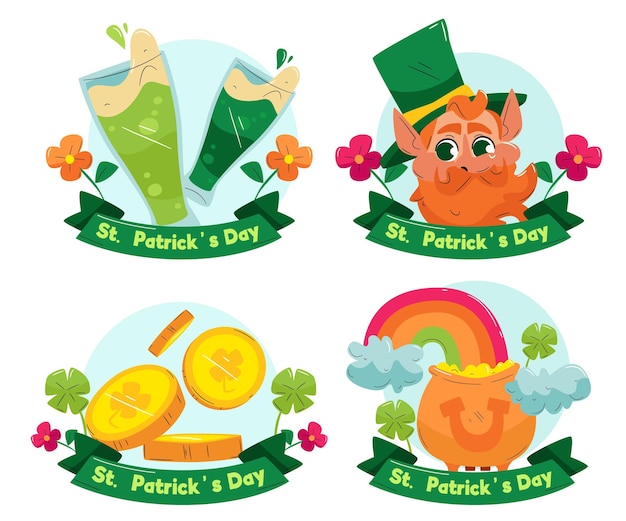 Free vector hand drawn st. patrick's day label set