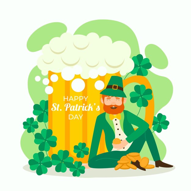 Hand drawn st. patrick's day leprechaun illustrated