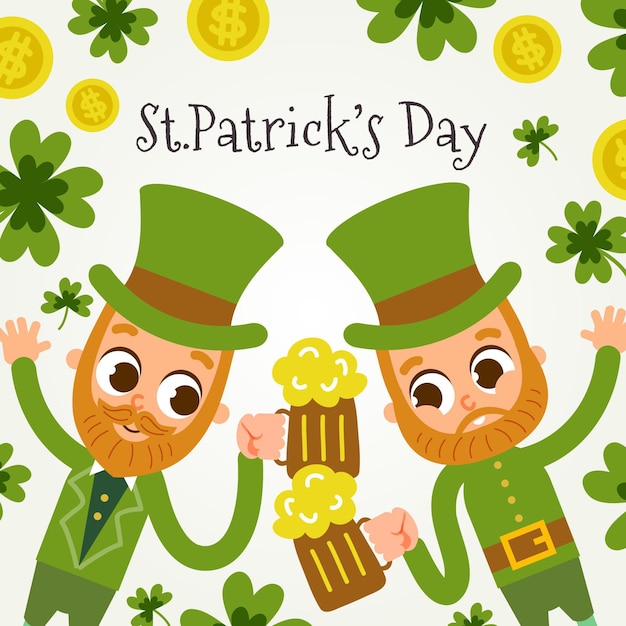 Hand drawn st. patrick's day leprechauns