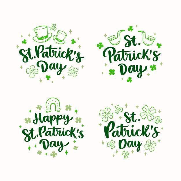 Hand drawn st. patrick's day lettering labels