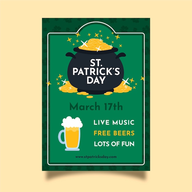 St disegnata a mano modello di poster di patrick's day