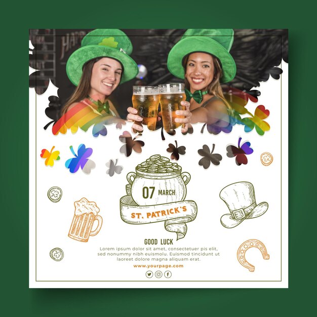 Hand drawn st. patrick's day square flyer